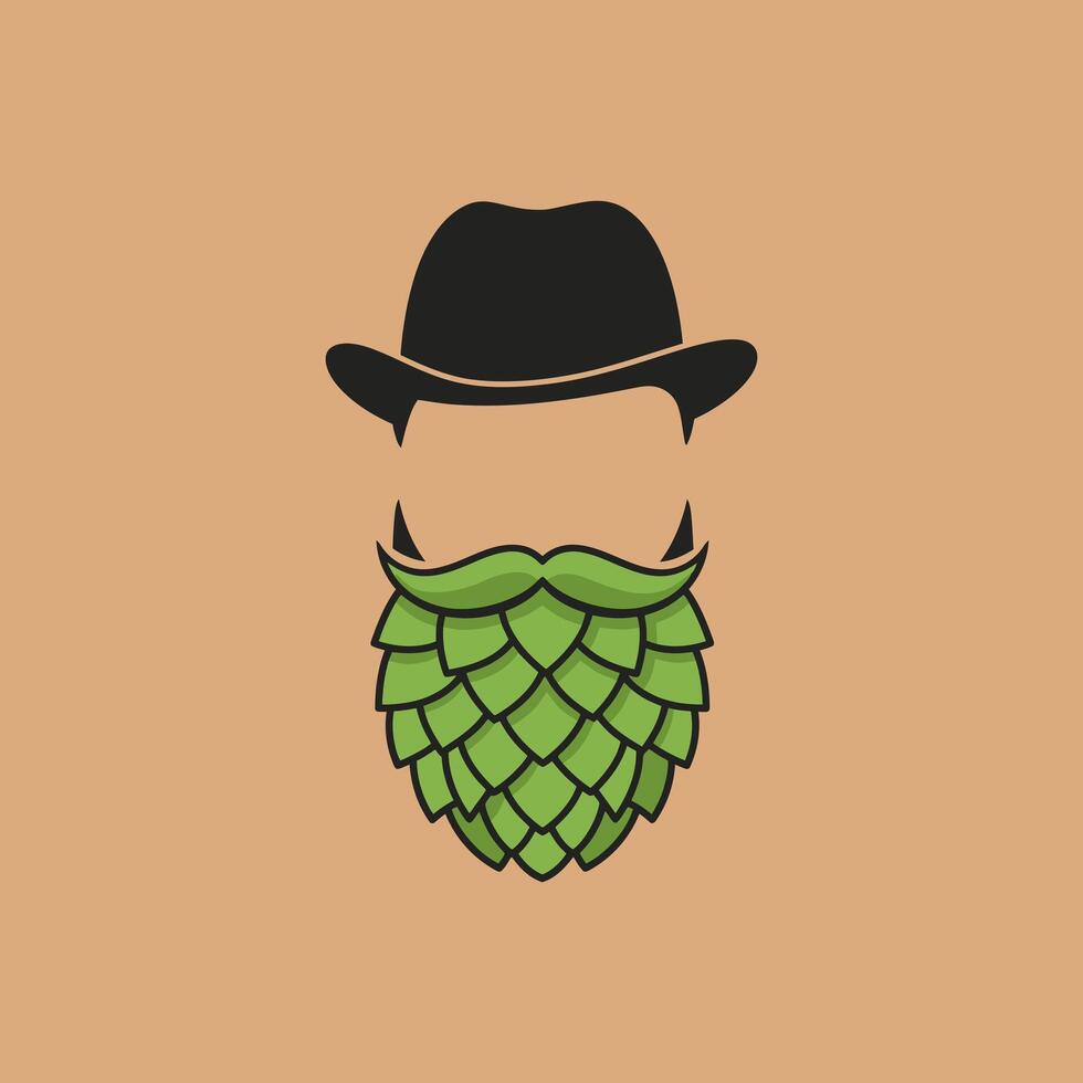 A stylized illustration of a man wearing a hat and possessing a beard made entirely of hops. vector