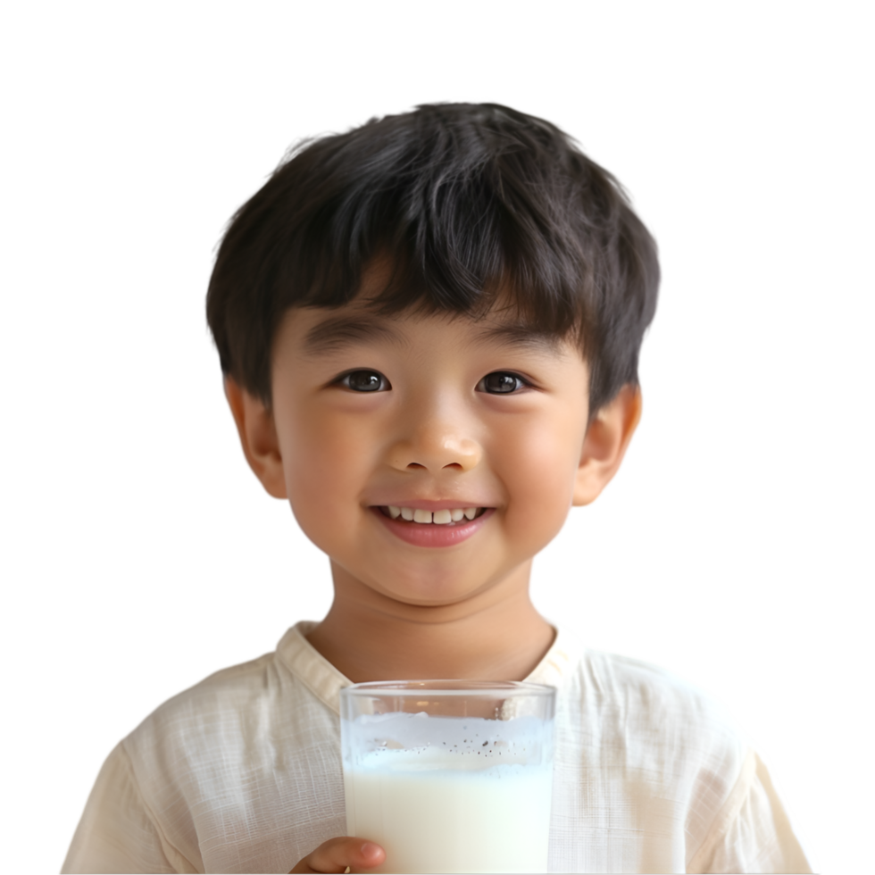 A young boy holding a glass of milk png