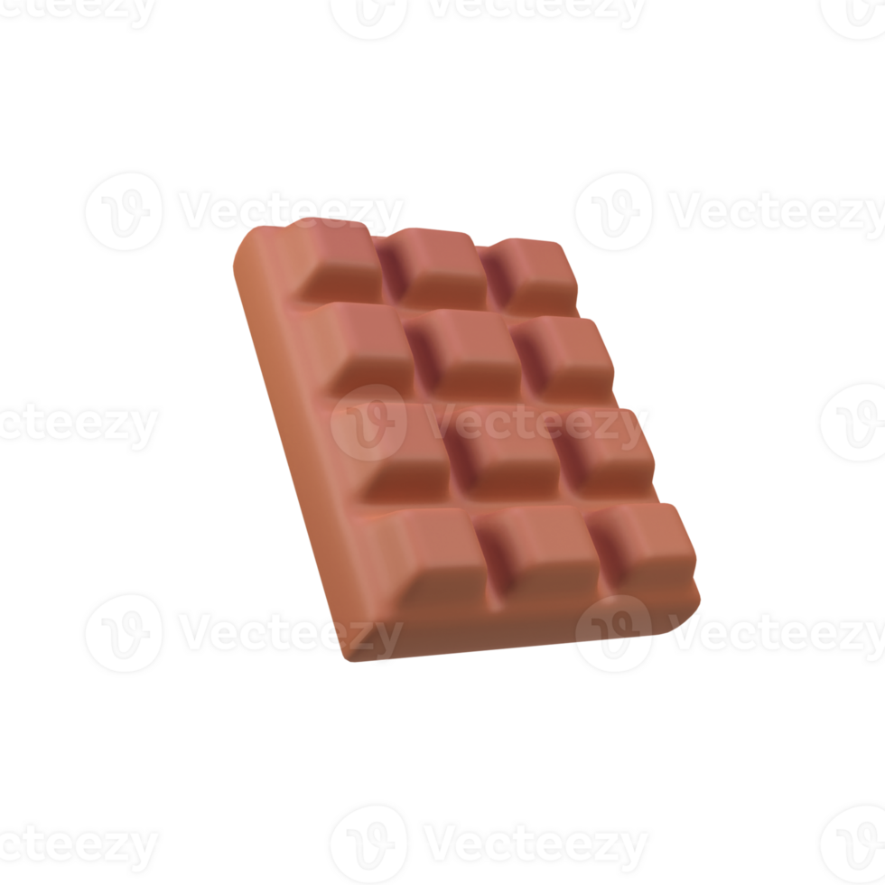 Chocolate bar isolated 3d render icon illustration png