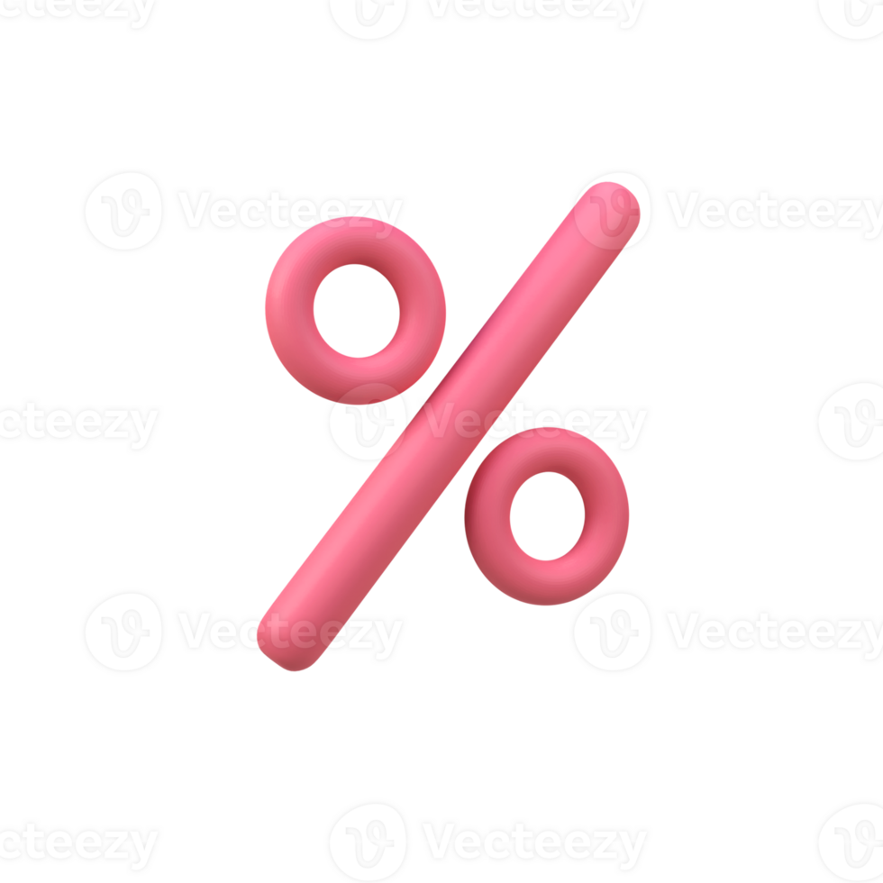 Percent symbol isolated 3d render icon illustration png