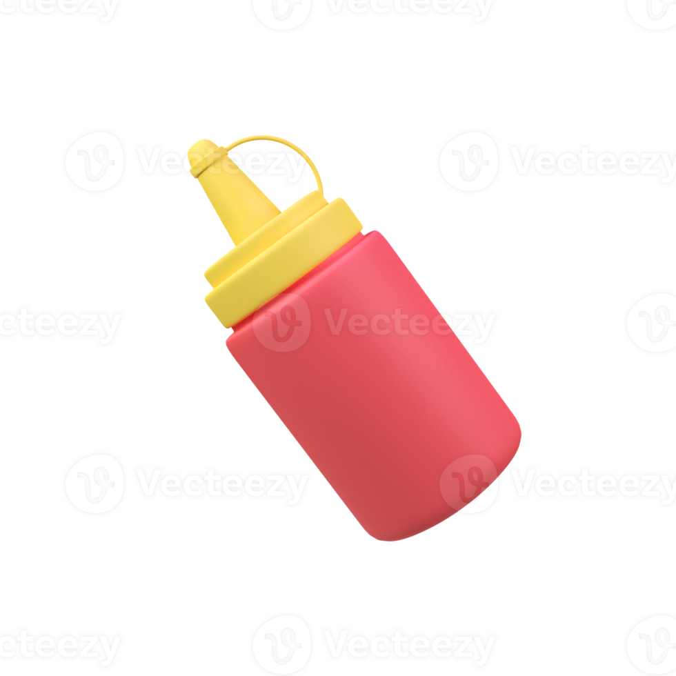 Sauce bottle isolated 3d render icon illustration png