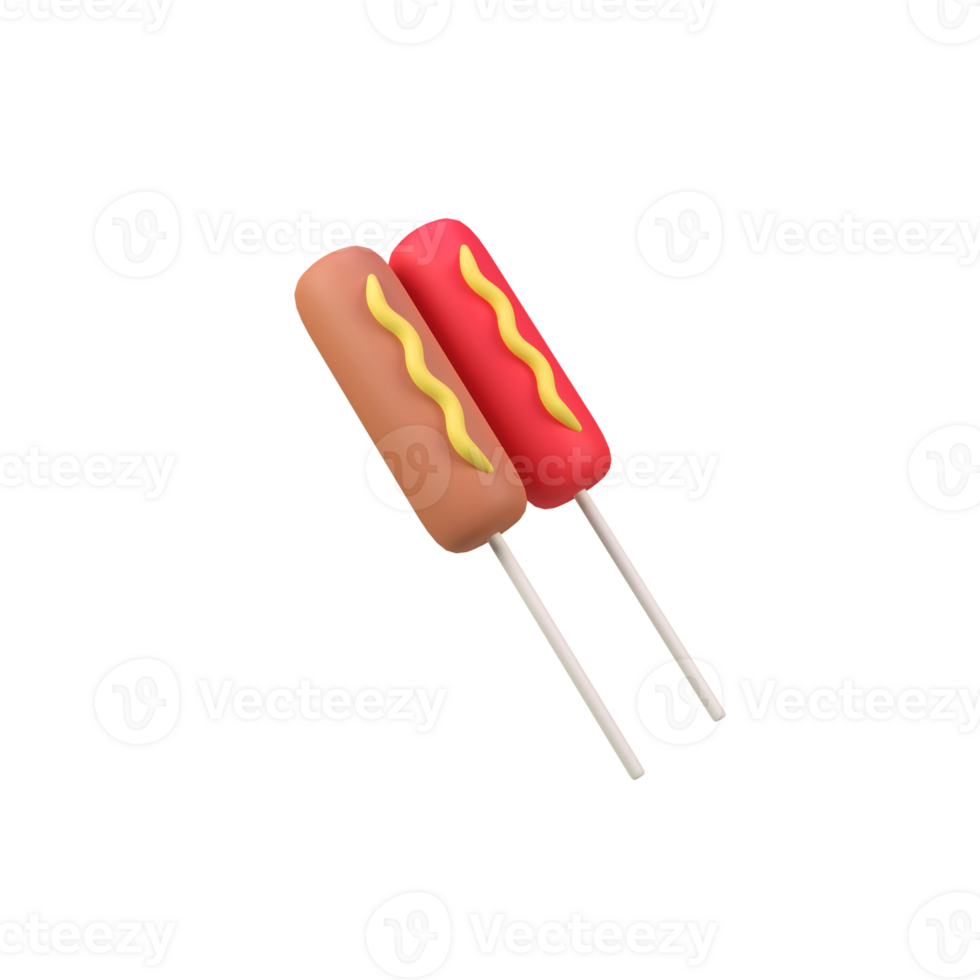 Corndog isolated 3d render icon illustration png