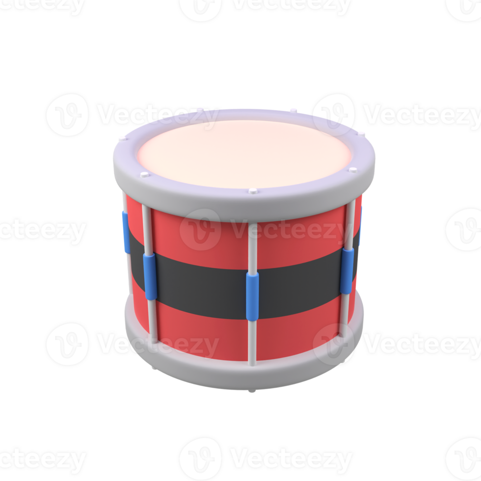 Snare drum isolated 3d render icon illustration png