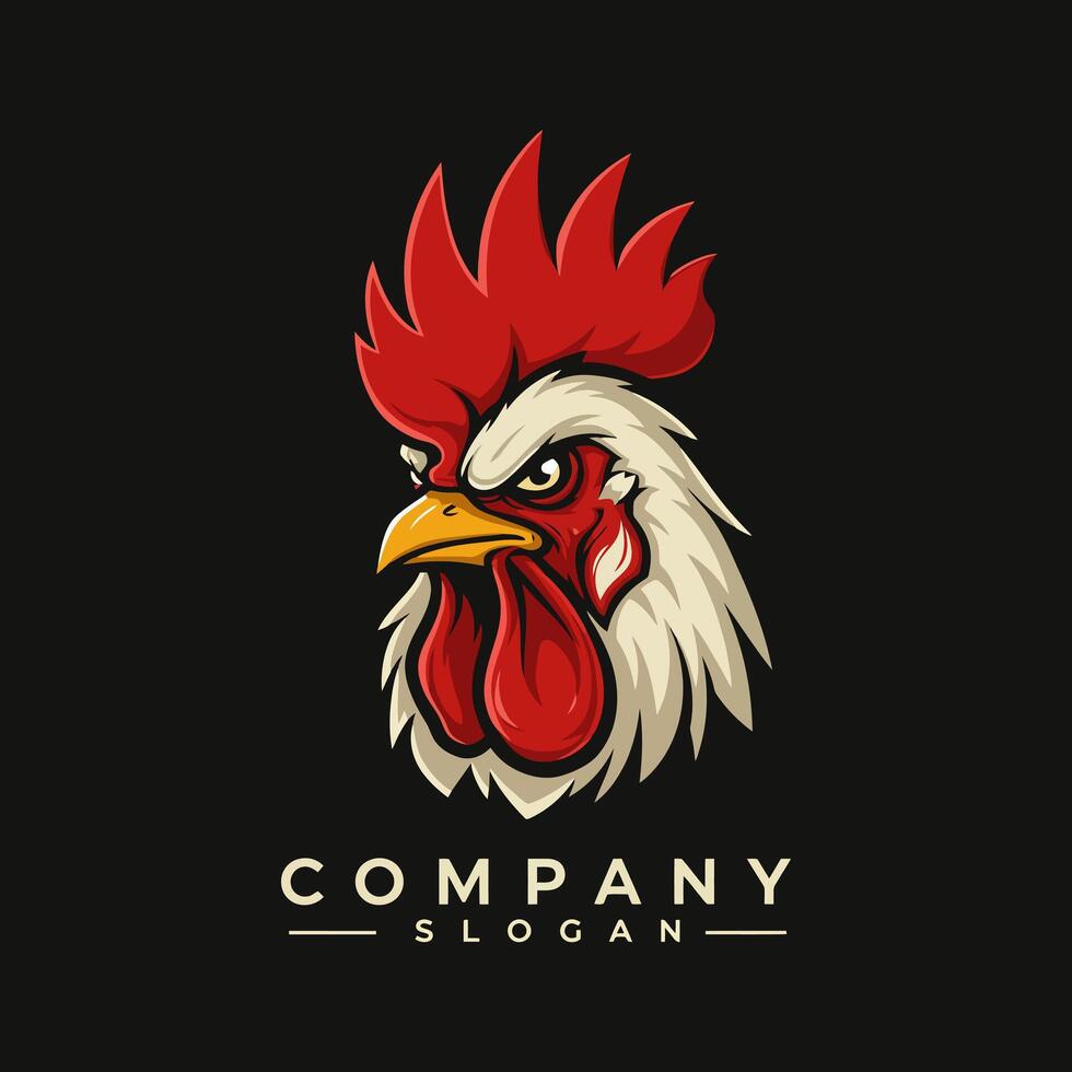 A stylized fierce rooster head logo design suitable for a company seeking a strong and powerful brand image. vector
