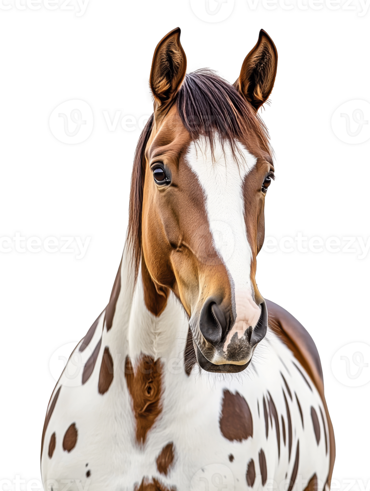 Stunning portrait of a majestic horse with a unique spotted coat png
