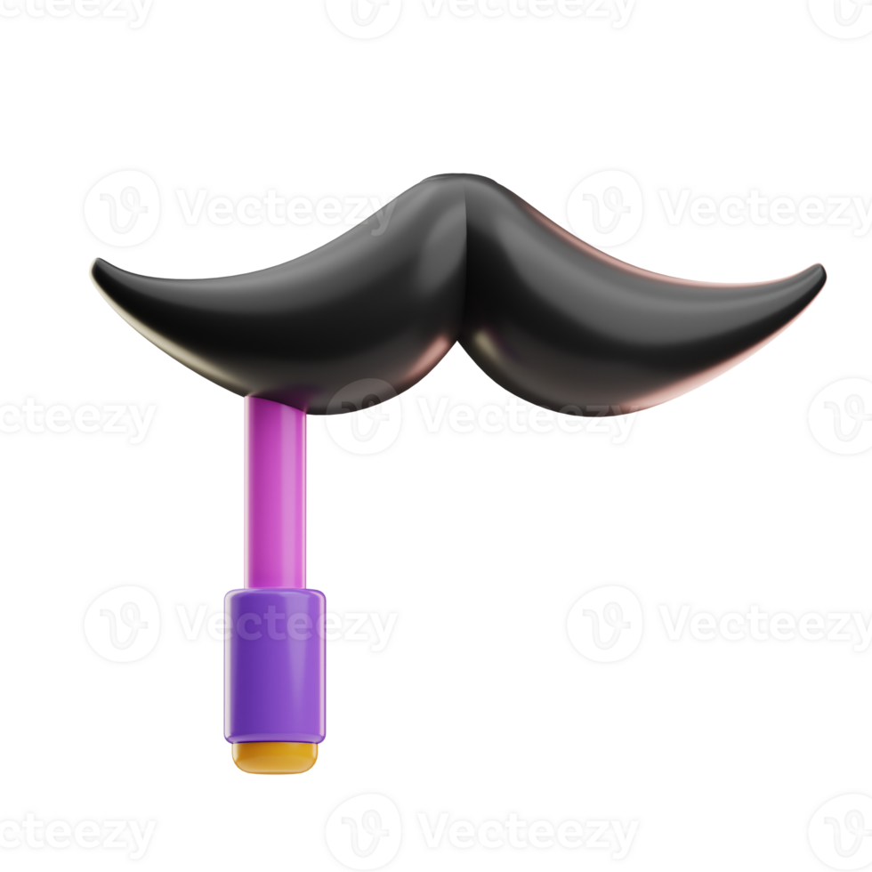 Fake Mustache Carnival Object Illustration 3D png