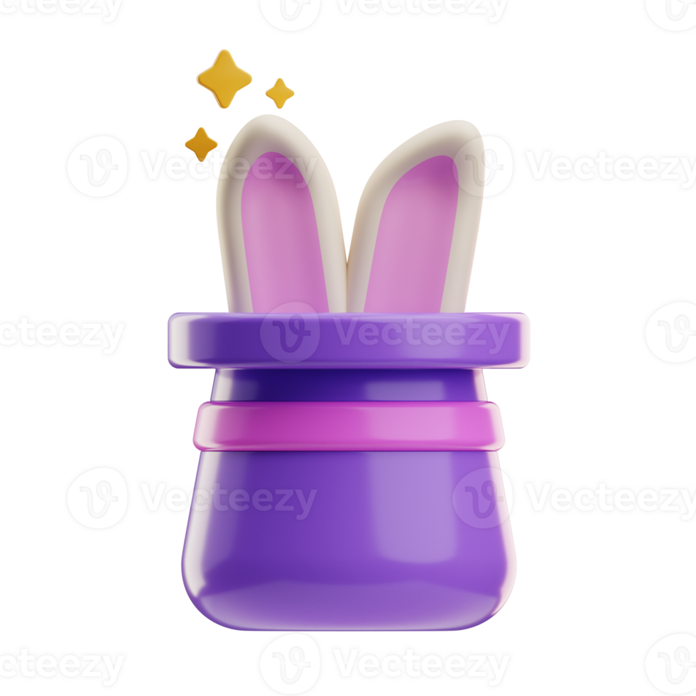 Rabbit Hat Carnival Object Illustration 3D png