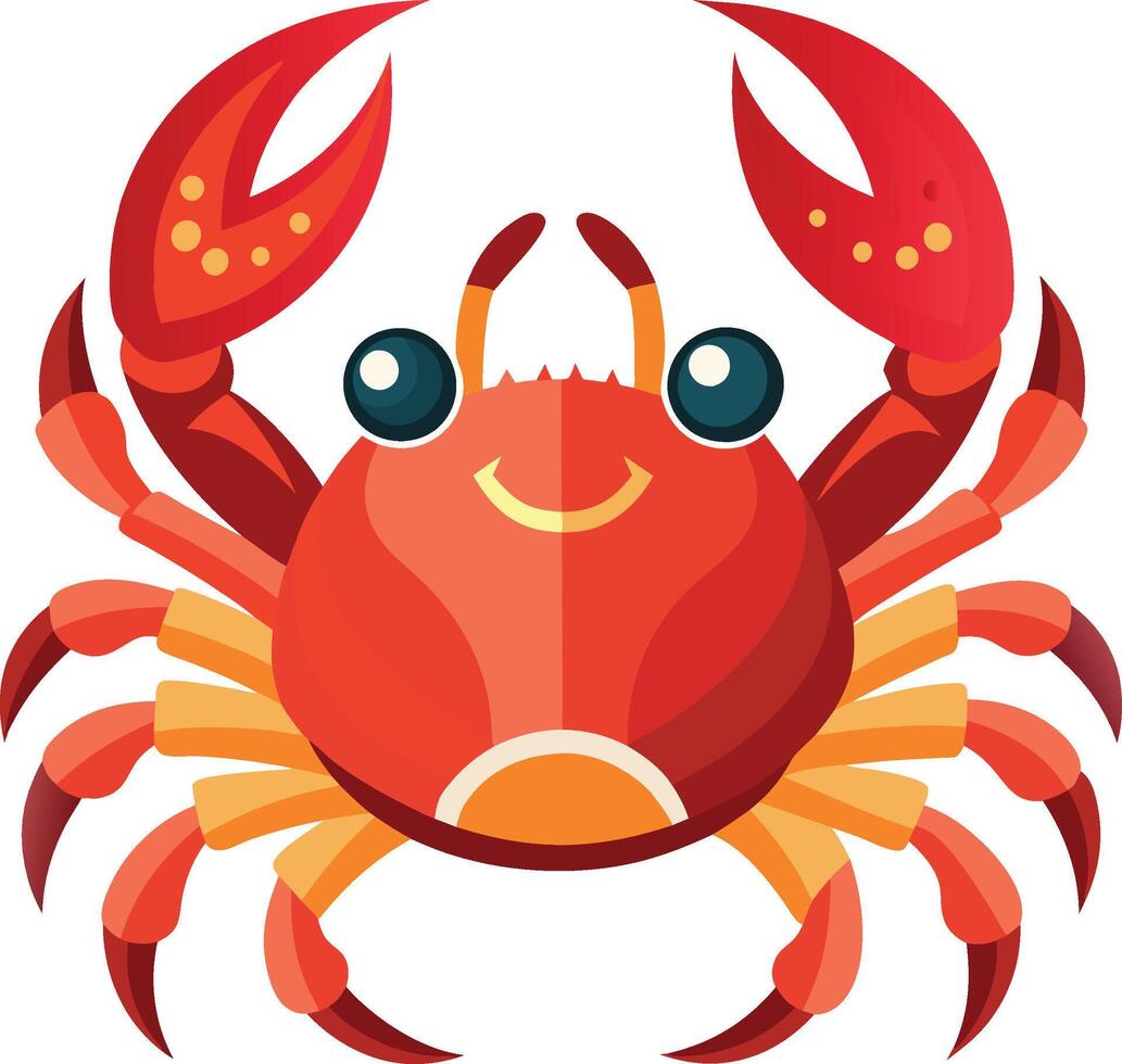 a cartoon crab with big eyes and a smile vector