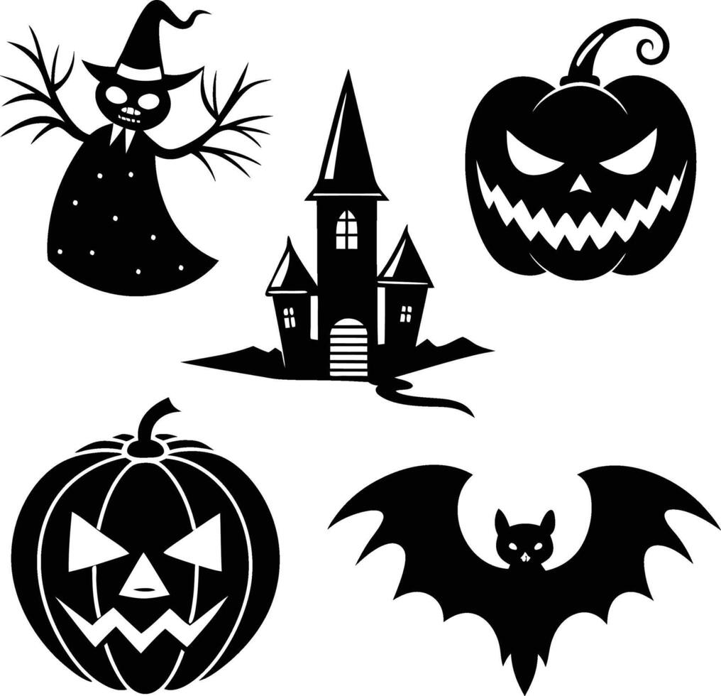 halloween icons set vector