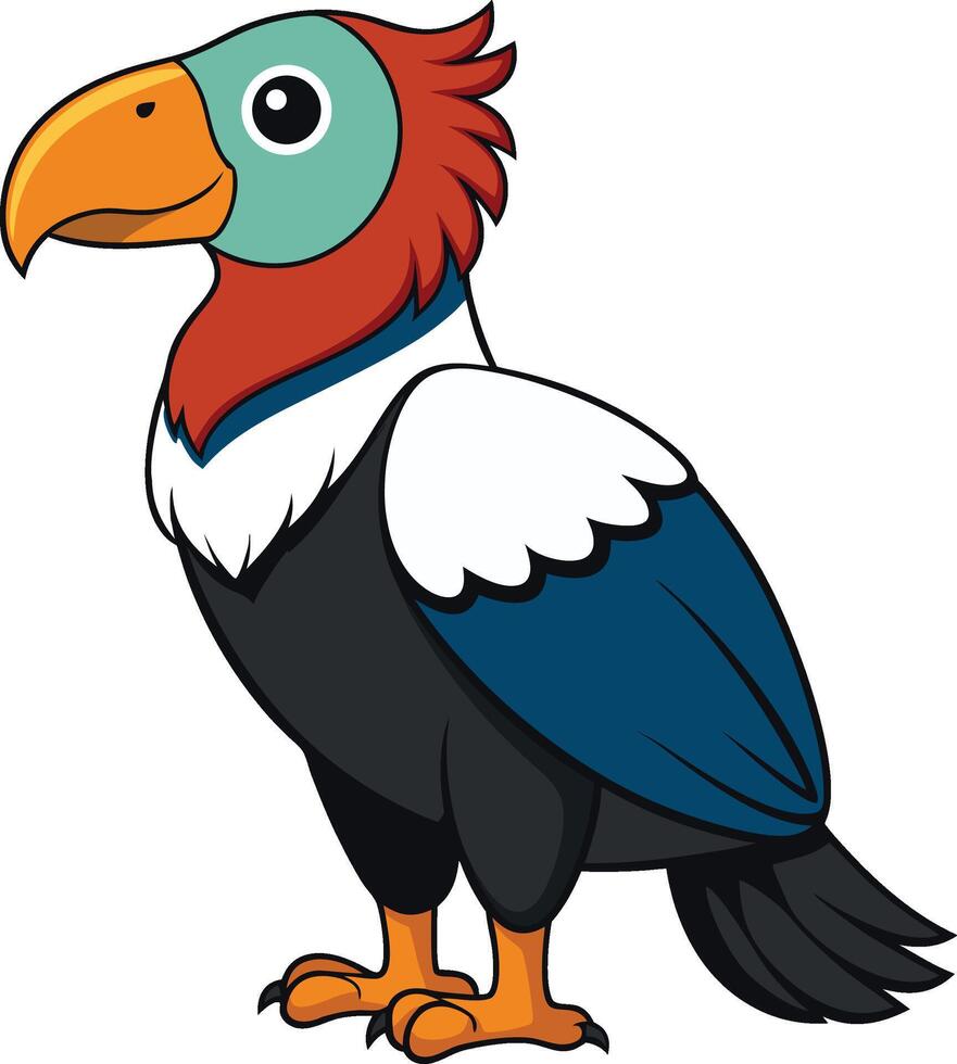a cartoon bird with a red, blue and white beak vector