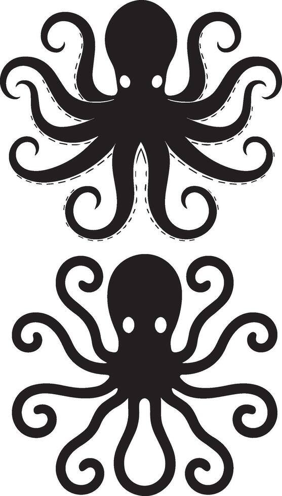 octopus silhouette set vector
