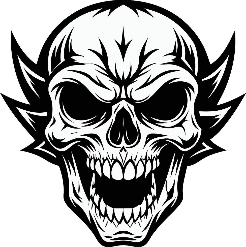 a skull with a large mouth and a large head vector