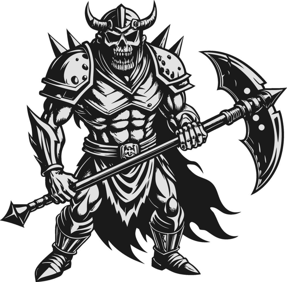 a cartoon viking with a large axe vector