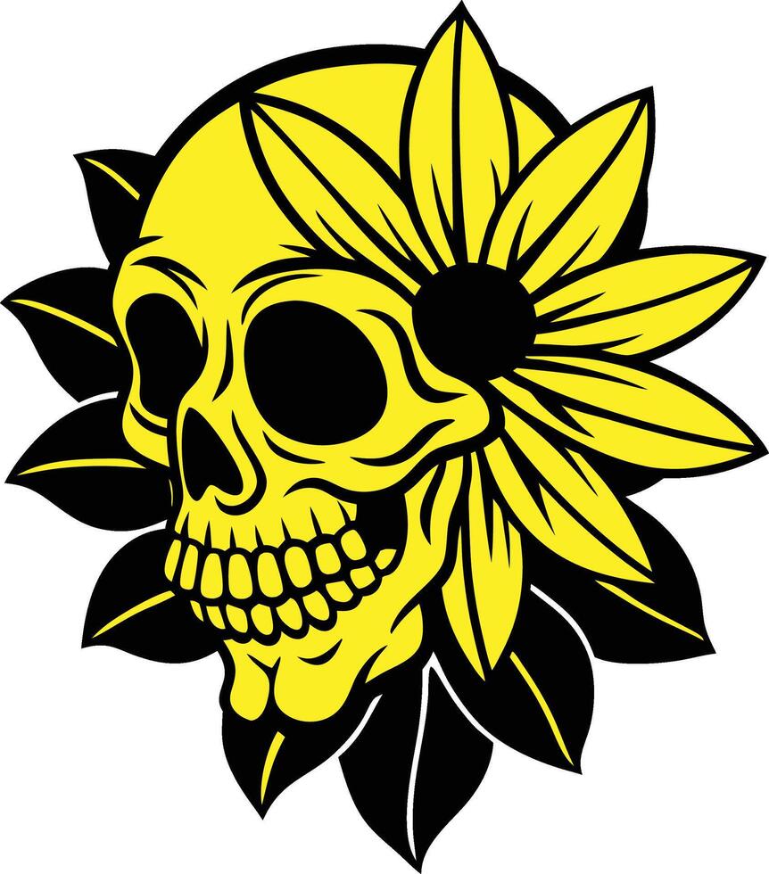 skull with flower vector