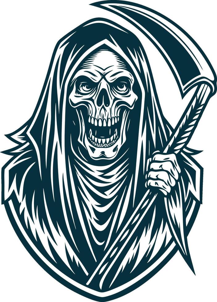 grim reaper with scythe illustration vector