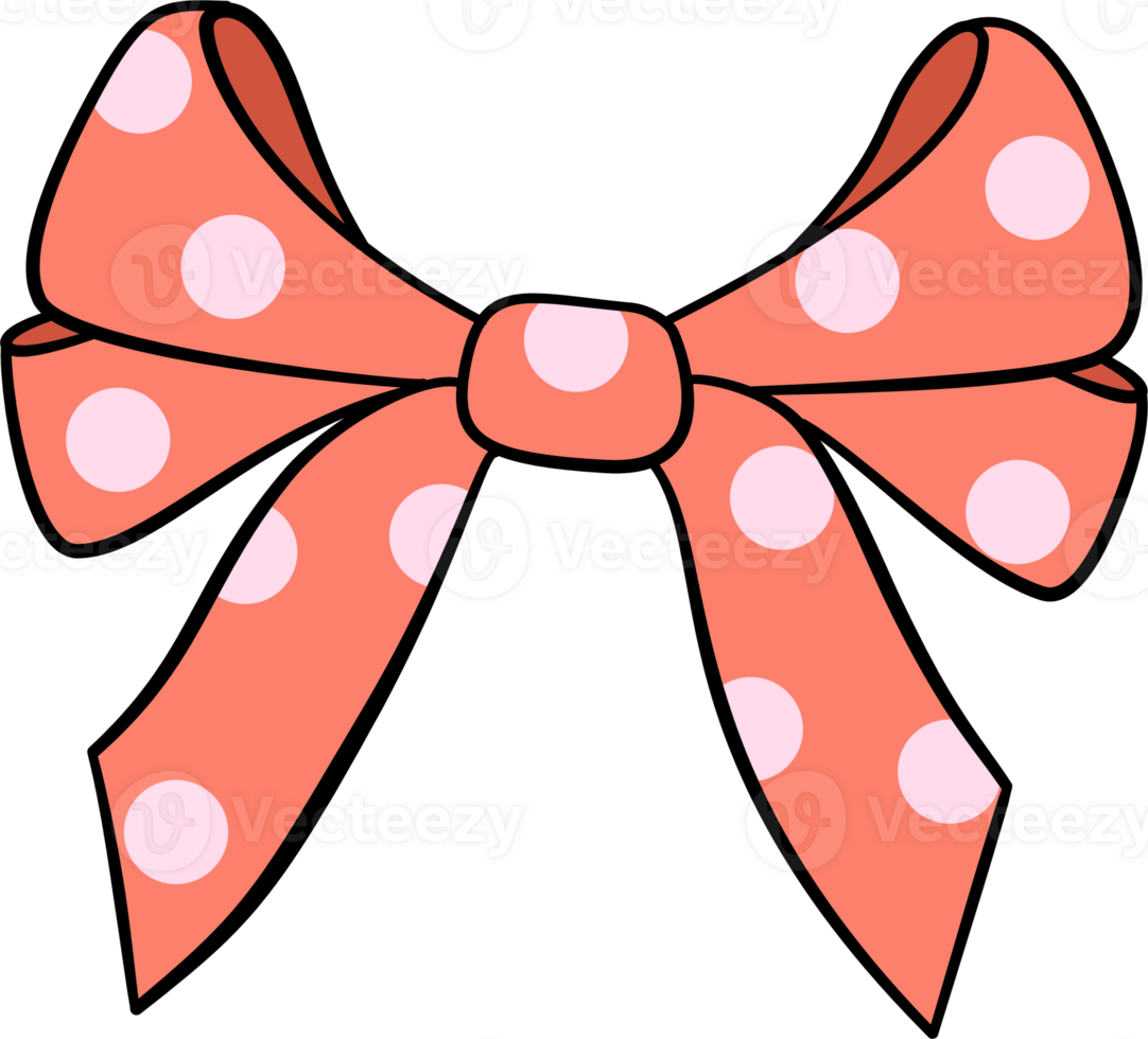 Valentine doodle ribbon bow with circle pattern illustration by hand drawn. png