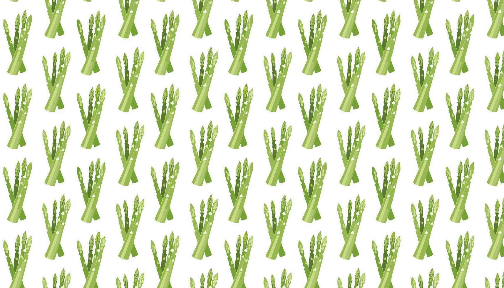 Pattern with green asparagus on a white background vector