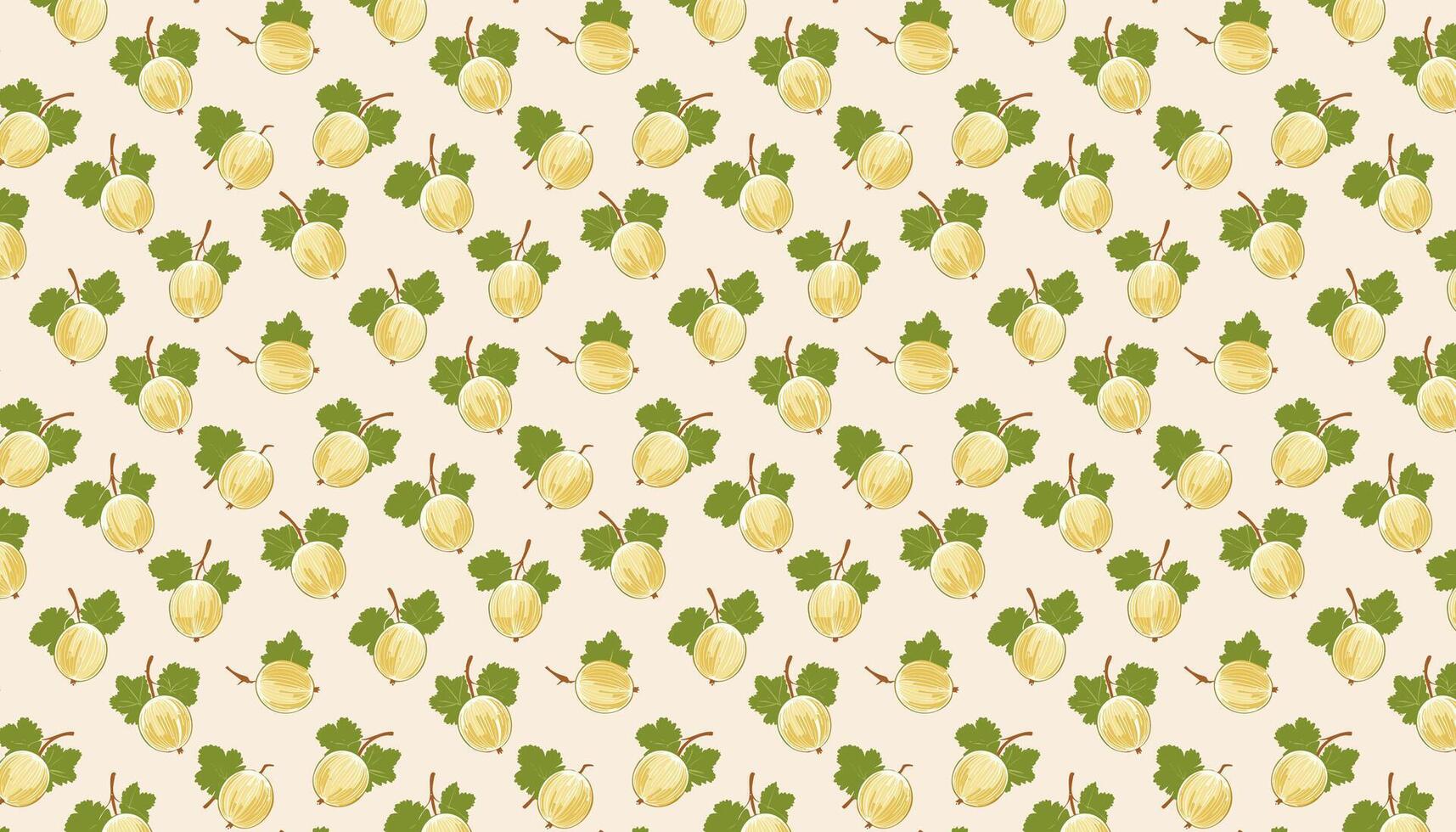 Seamless pattern with gooseberry fruits and leaves. illustration. vector