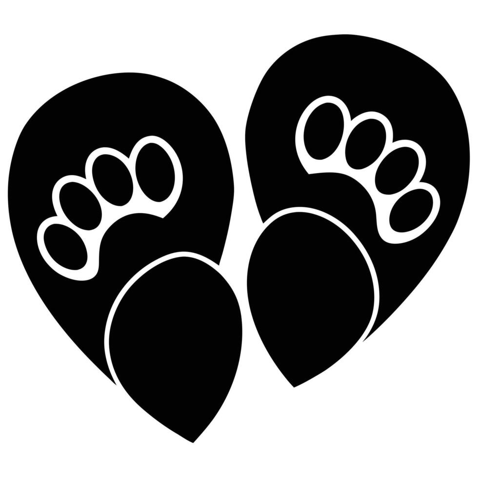 Heart Shaped Footprints Silhouette on White vector