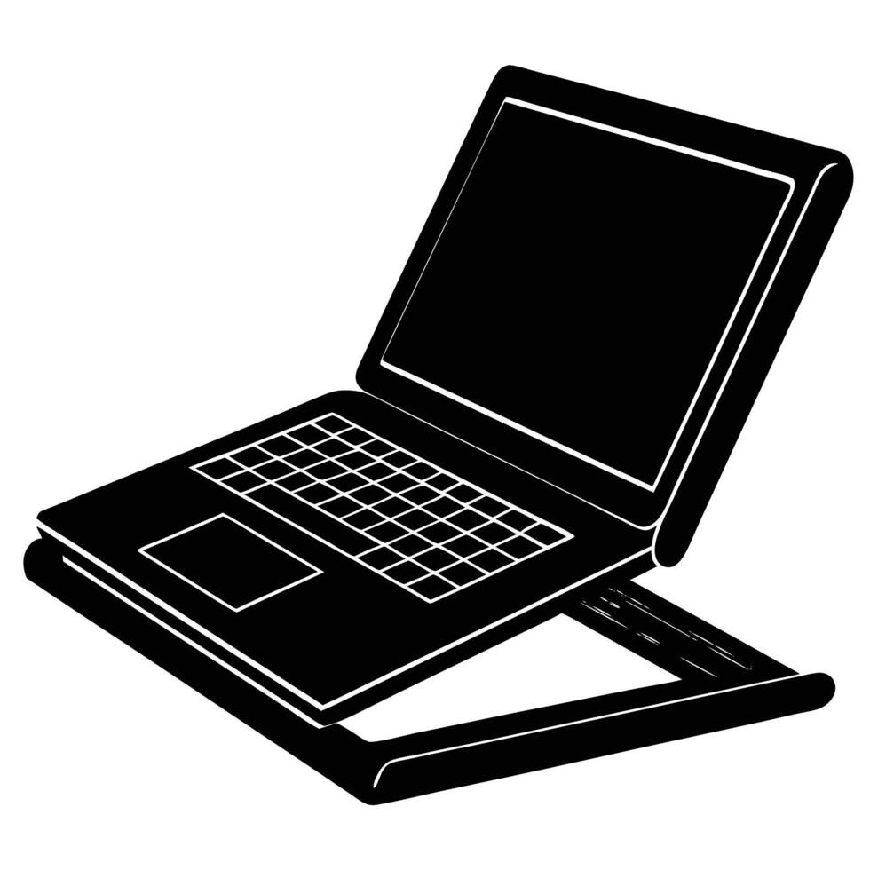 Laptop Stand Silhouette Isolated on White vector