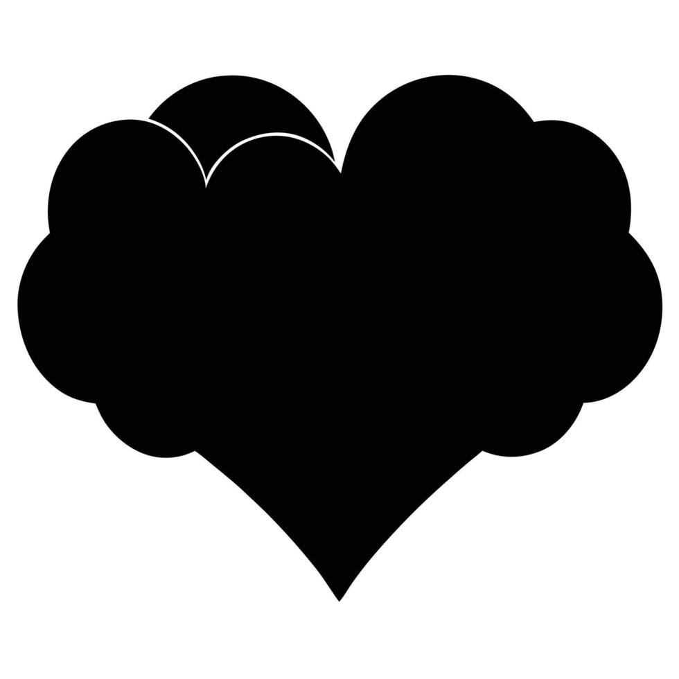 Heart Cloud Silhouette Isolated on White vector