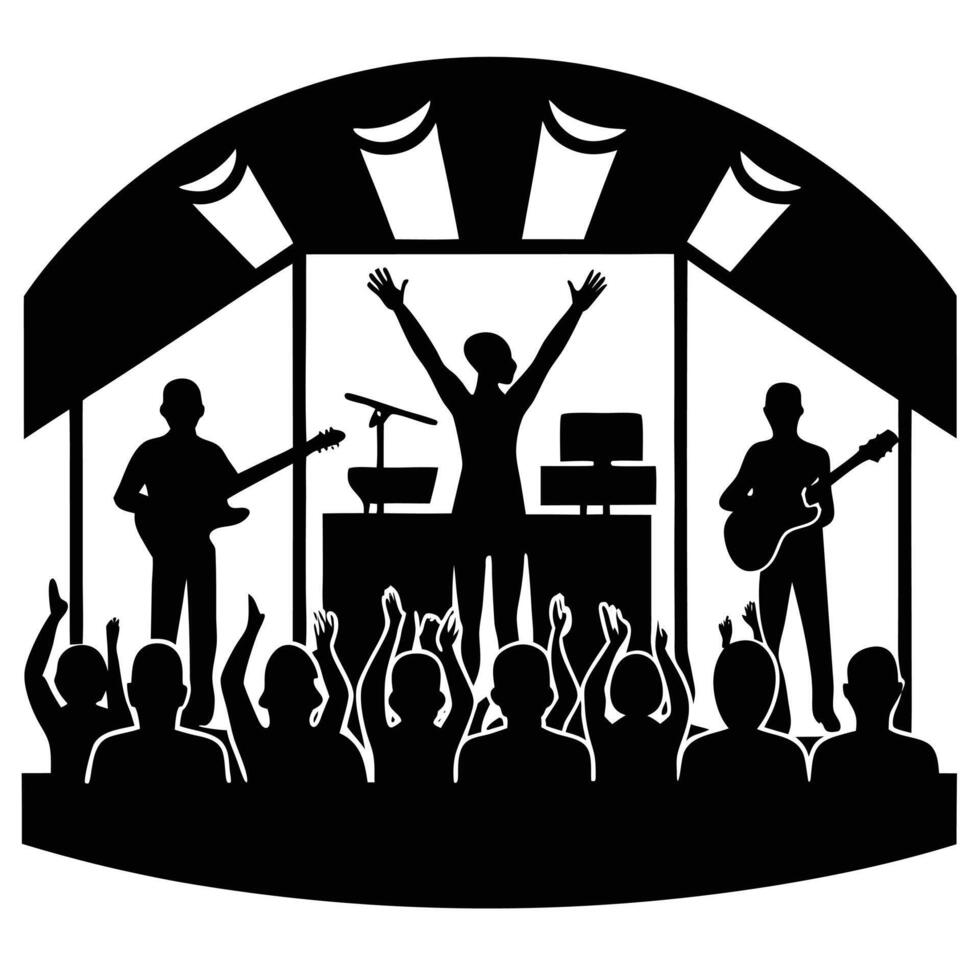 Live Music Concert Silhouette Capturing High-Energy Performance vector