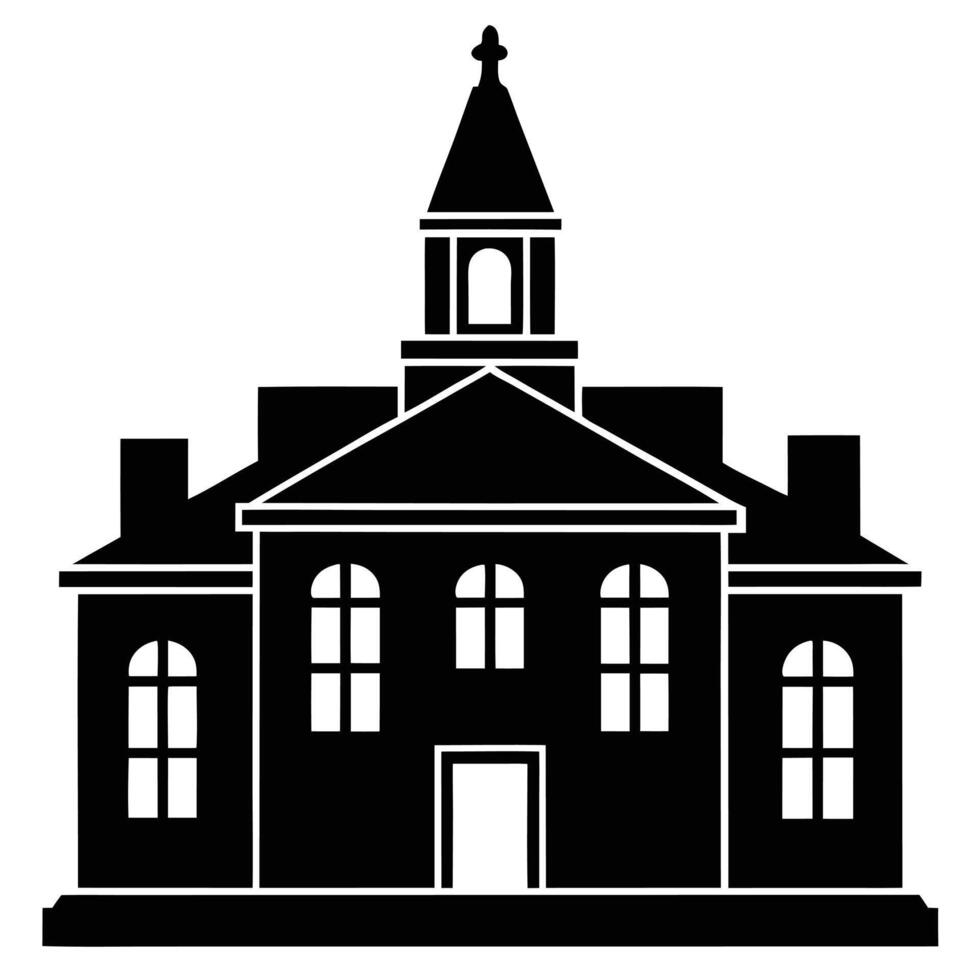 Historic Building Silhouette Illustration on White vector