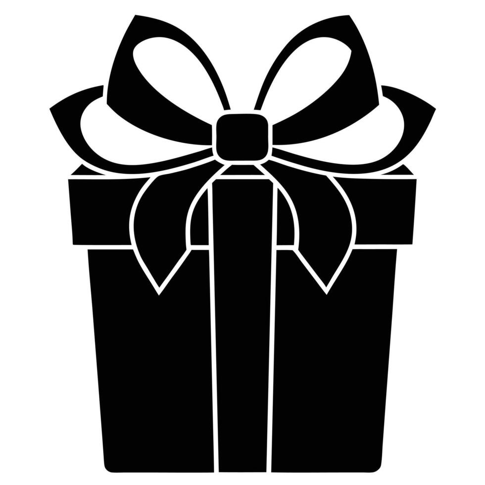 Gift with Ribbon and Bow Silhouette on White vector