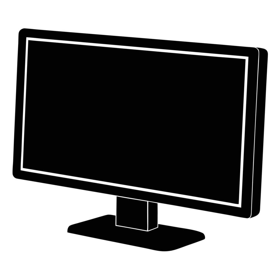 Desktop Monitor Silhouette Illustration on White vector