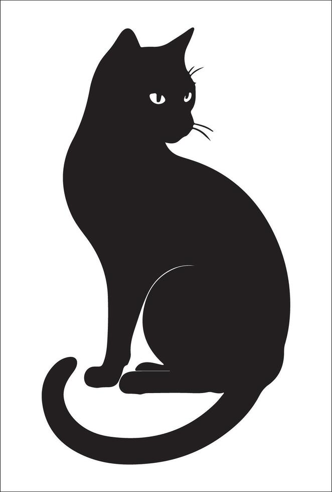 Stretching Cat Silhouette with Extended Paws on White Background vector
