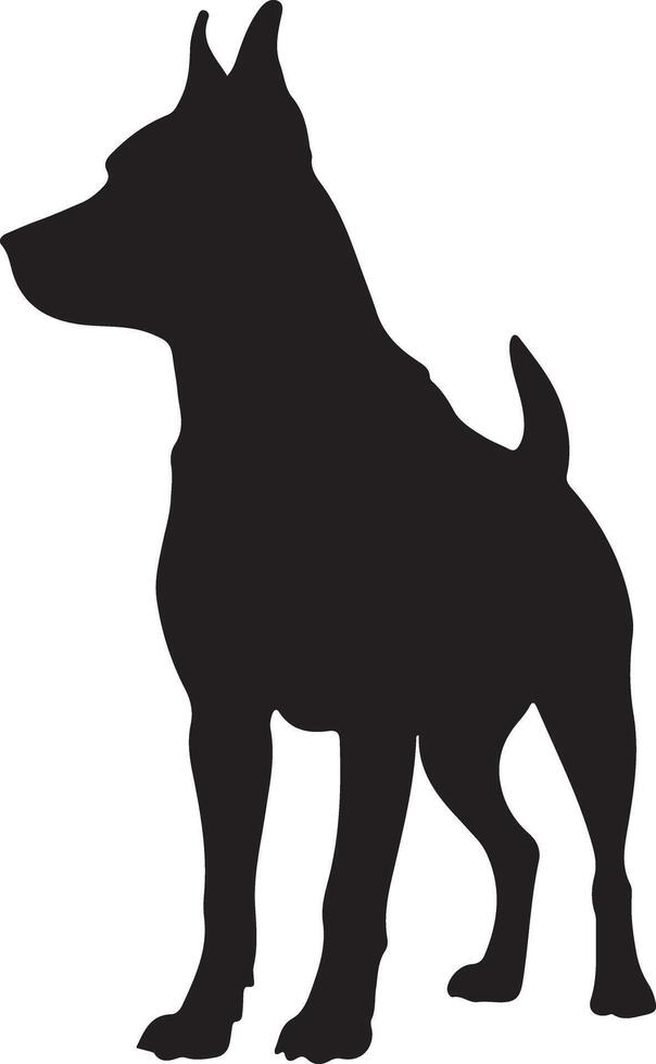 Dog Silhouette in Relaxed Pose on White Background vector