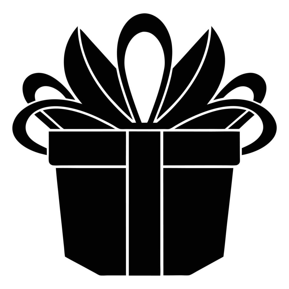 Gift Box with Ribbon Across Middle Silhouette vector