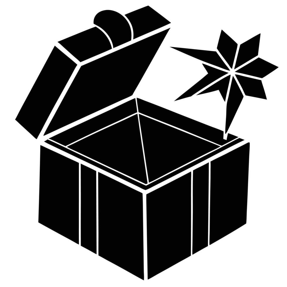 Open Gift Box Silhouette Isolated on White vector