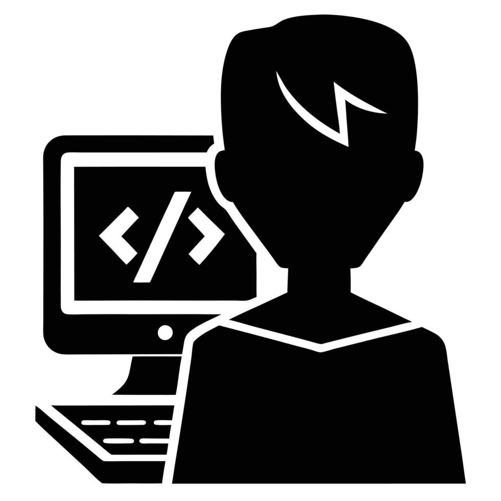 Programming Code Silhouette Isolated on White vector