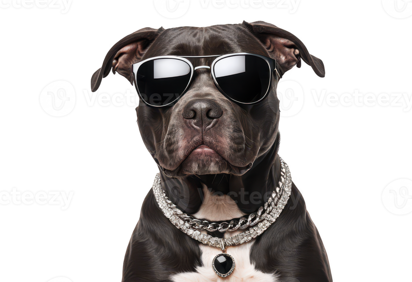 Cool Pitbull with Sunglasses and Chains on Transparent Background png
