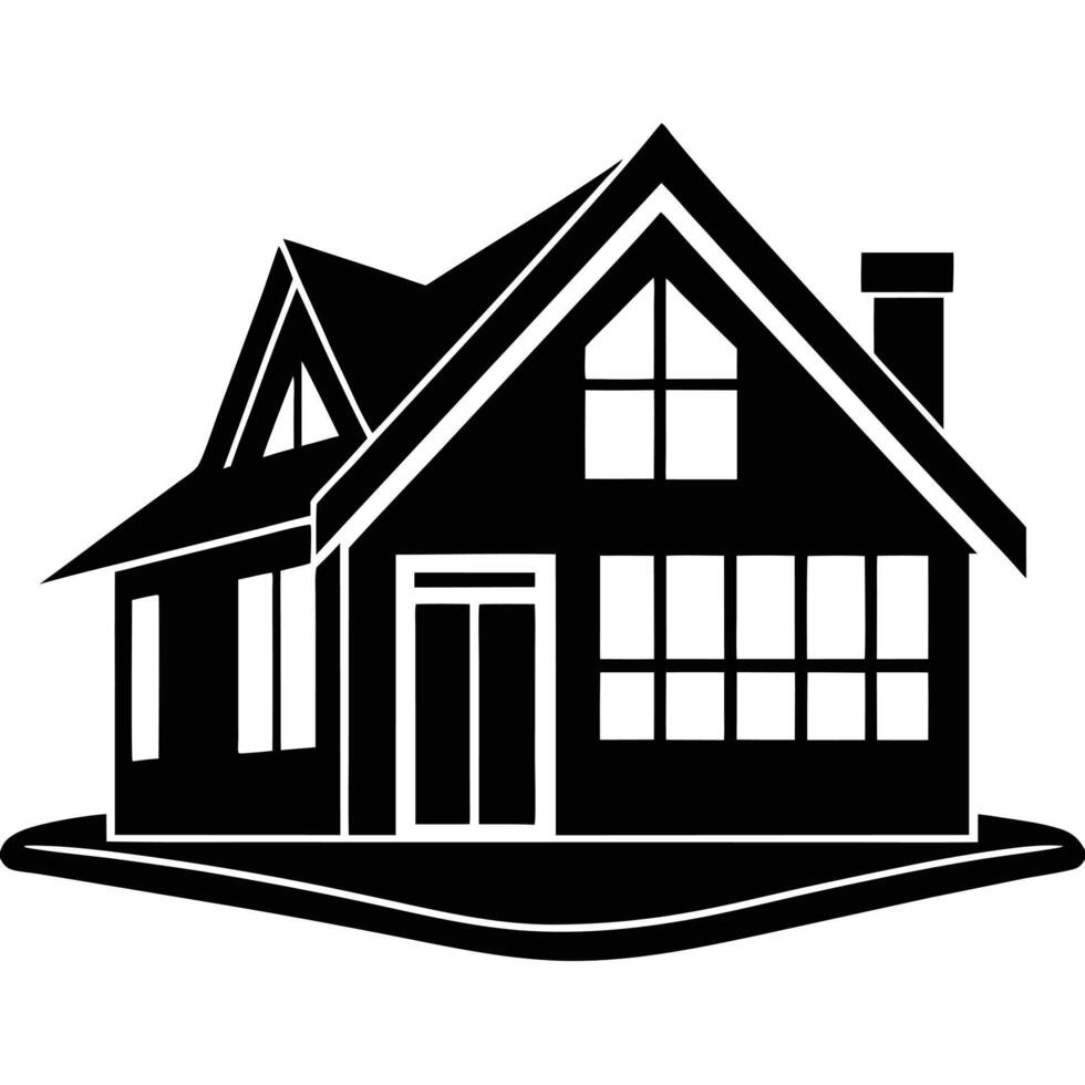 Modern House Silhouette Illustration on White vector