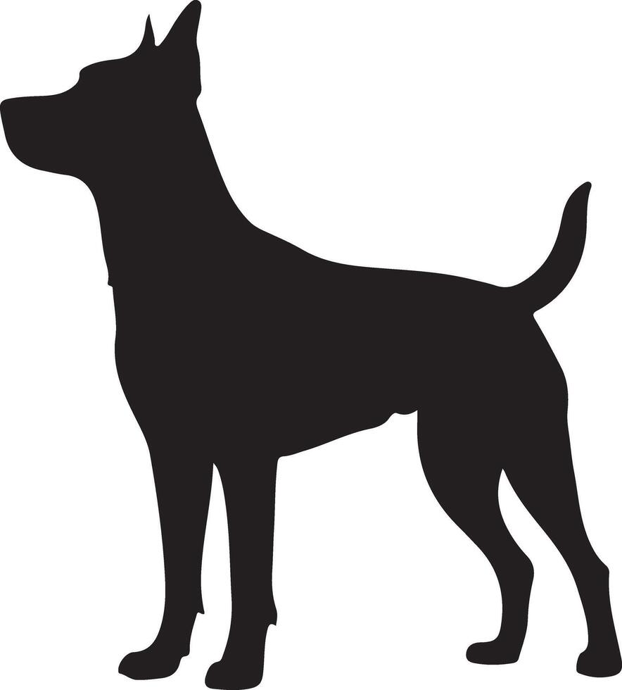 Running Dog Silhouette with Tail in Motion on White Background vector