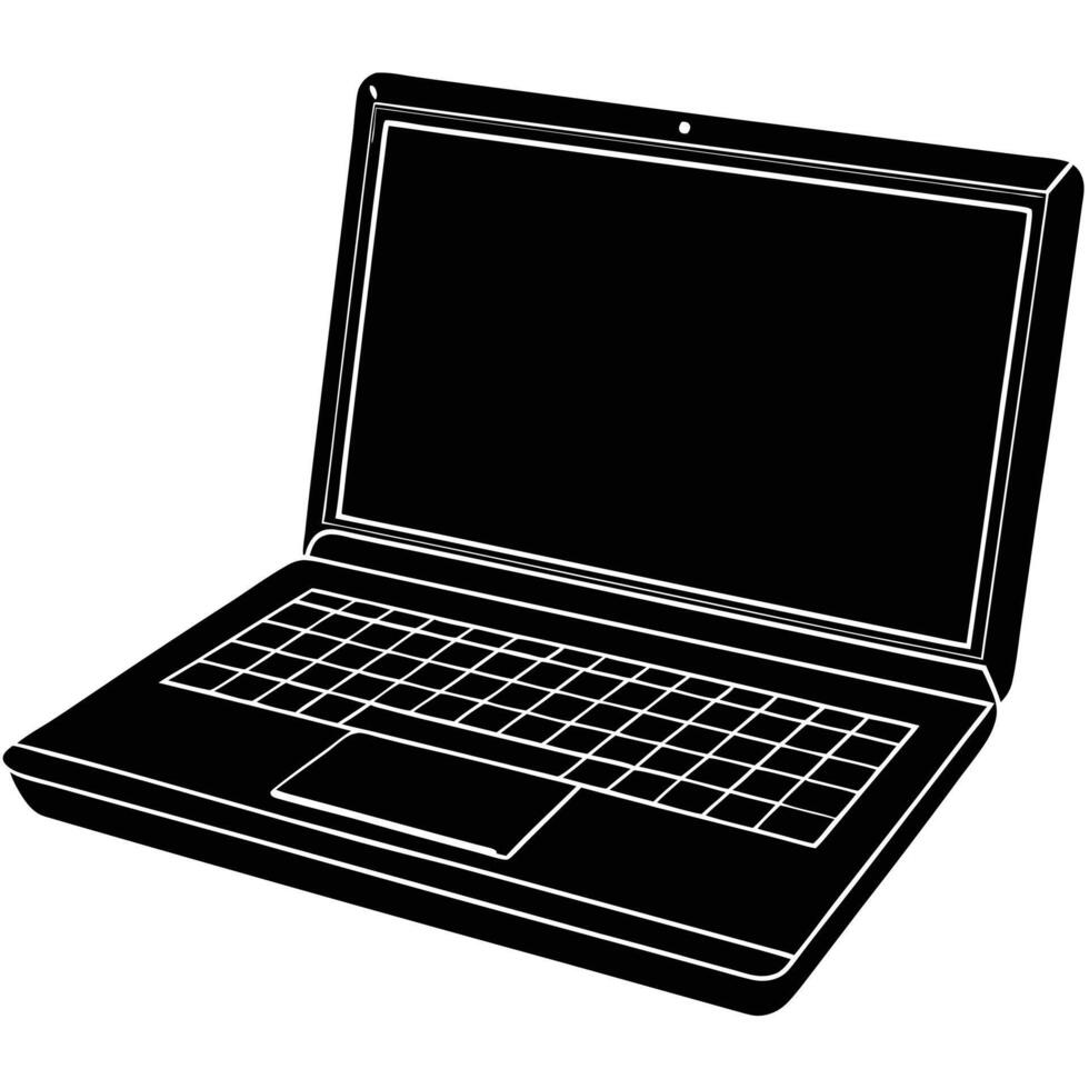 Laptop Silhouette Illustration on White Background vector