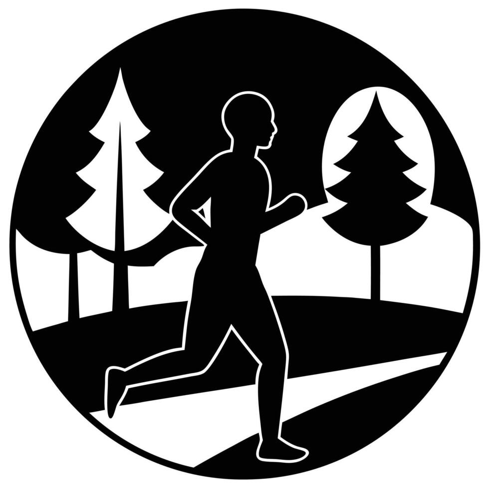 Running Jogger Silhouette on White Background vector