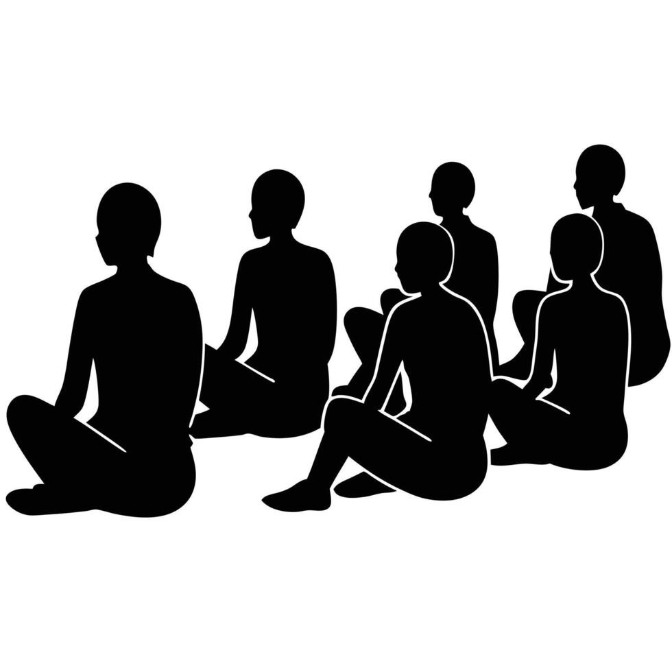 Silhouette of People Sitting on White Background vector