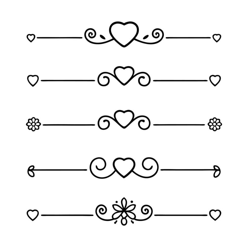 Heart line dividers for contemporary projects vector