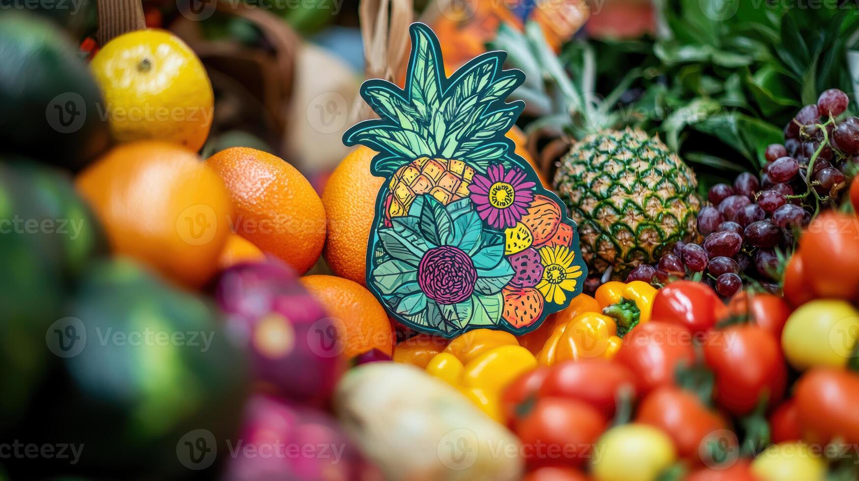 Eco-Friendly Die Cut Sticker on Reusable Shopping Tote in Natural Market Setting photo