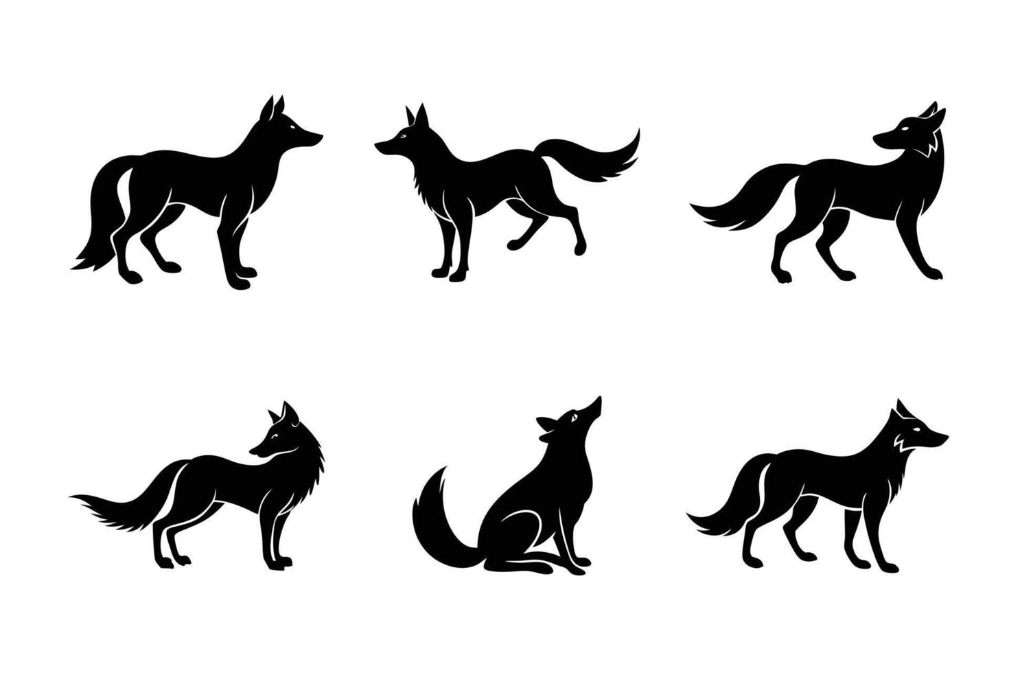 Fox silhouette on white background vector