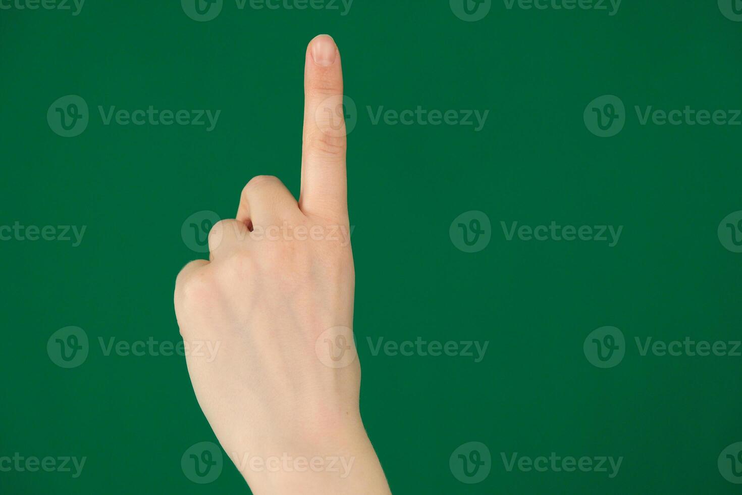 Hand shows the forefinger up isolated on white background, with clipping path, concept press the button first, Double click mouse, take the lift photo