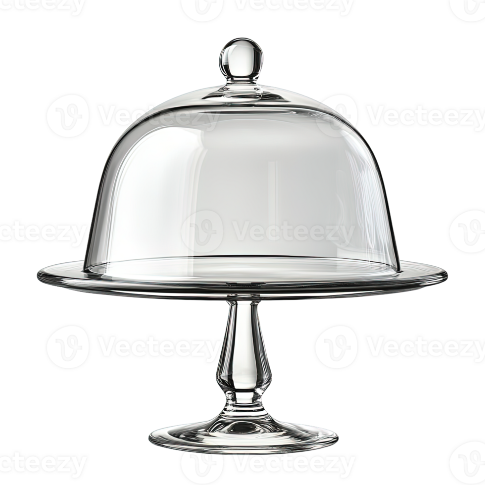 Transparent Glass Cake Stand with Cover Isolated on Transparent Background png