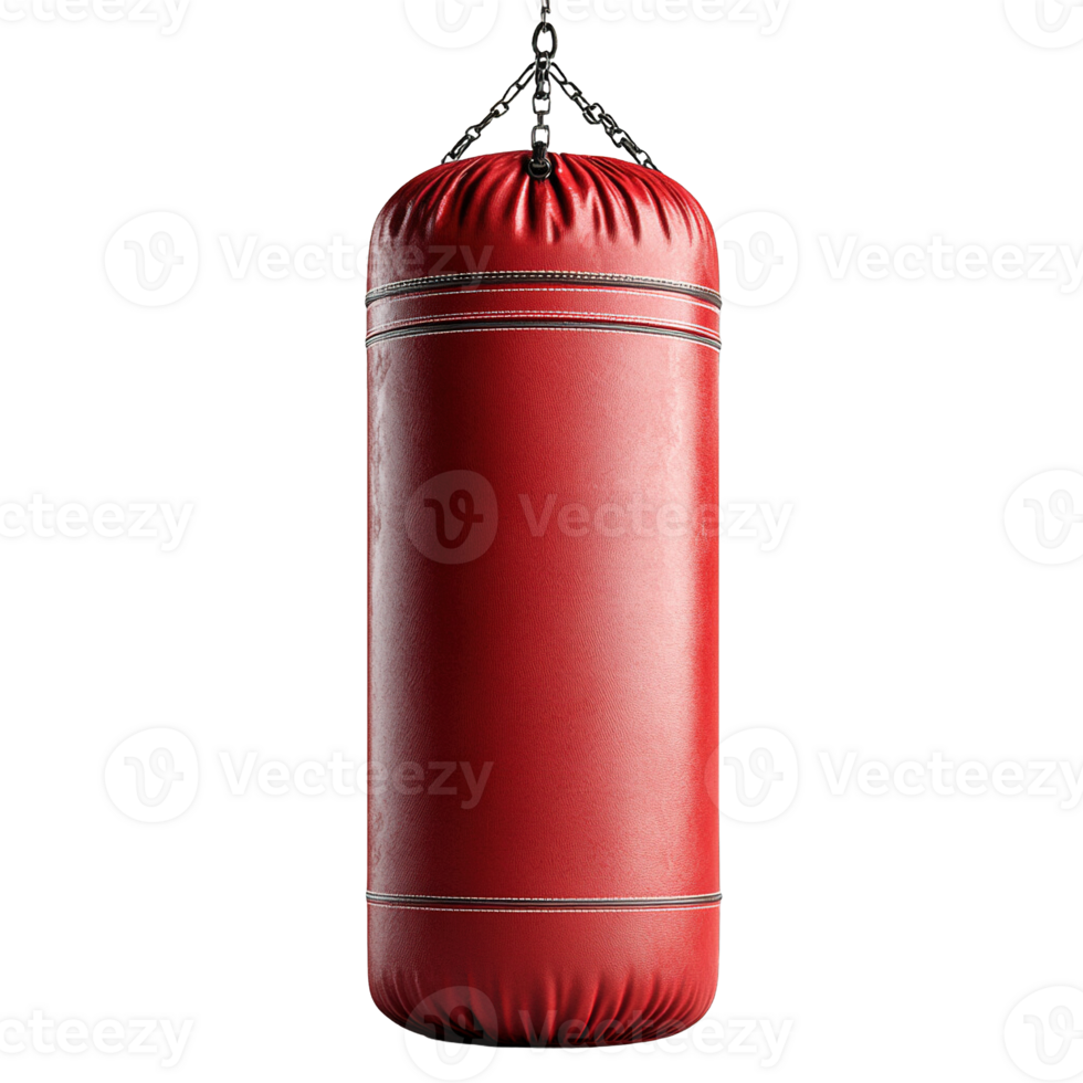 Close-Up of a Red Leather Punching Bag Isolated on Transparent Background png