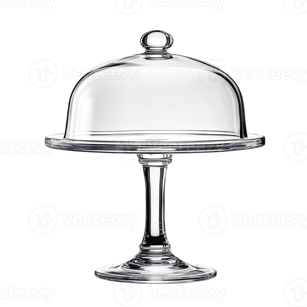 Sophisticated Glass Cake Stand with Clear Dome Cover Isolated on Transparent Background png