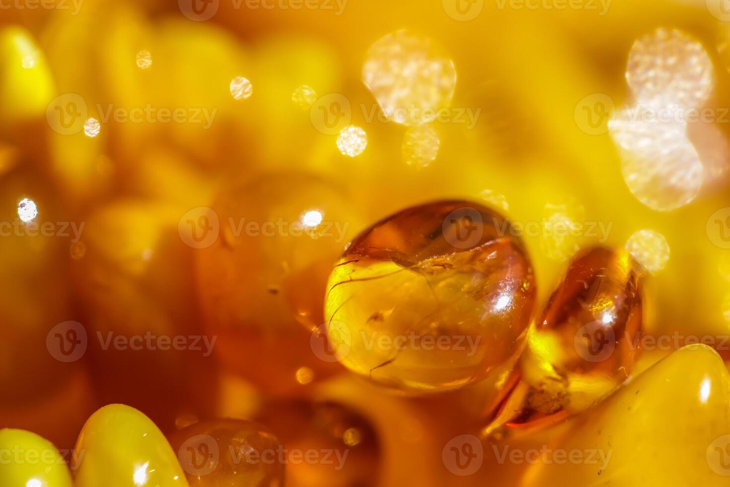 Sunny beads of fire amber. Natural gemstone background, jewelry concept photo