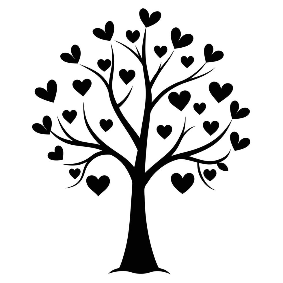 Tree of love with heart-shaped leaves vector