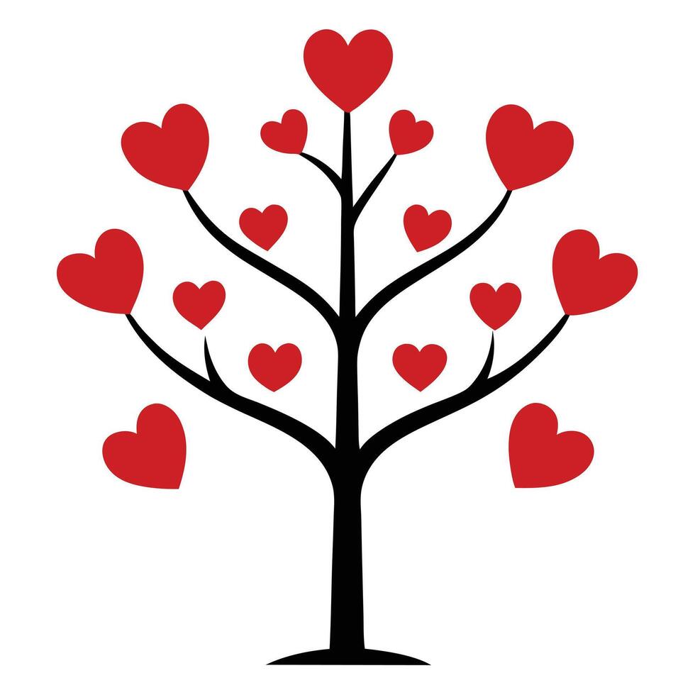 Tree of hearts illustration for print projects vector